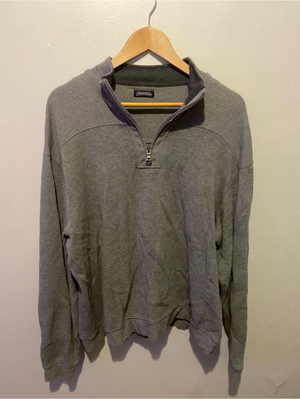 Lands' End Men's Gray Quarter-Zip Sweater